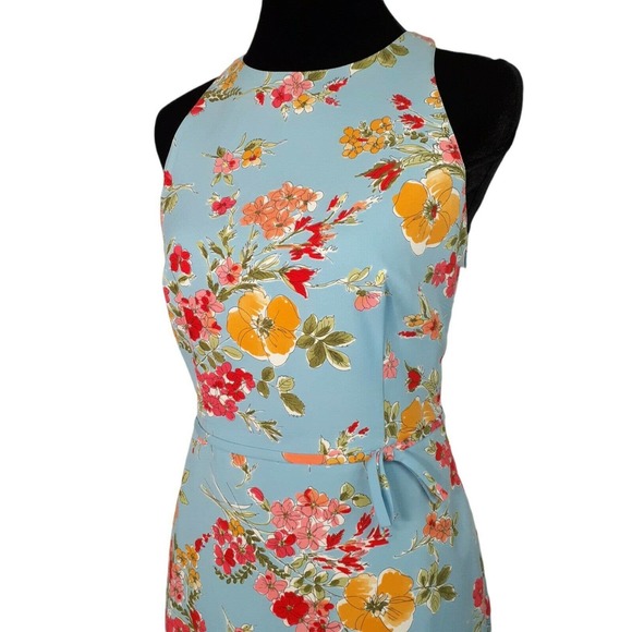 MOSCHINO Cheap and Chic Bright Floral Dress Knee Length Blue Pink Yellow US 8 - Picture 2 of 9